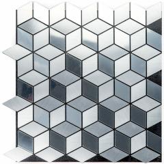 Self-adhesive aluminum tile Sticker wall diamonds silver 300x300x3mm SW-00001933 (D)