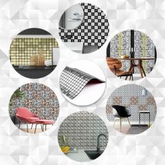 Self-adhesive aluminum tile Sticker wall silver mosaic with rhinestones 300x300x3mm SW-00001824 (D)