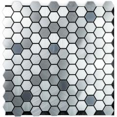 Self-adhesive aluminum tile Sticker wall silver mosaic with mirror inserts 300x300x3mm SW-00001928 (D)