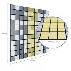 Самоклеющаяся алюминиевая плитка Sticker wall серебряная с золотом мозаика 300х300х3мм SW-00001826 (D)