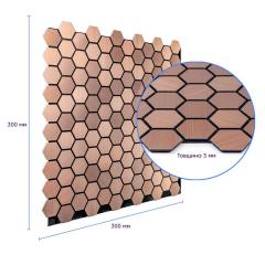 Самоклеюча алюмінієва плитка Sticker wall золоті соти 300х300х3мм SW-00001924