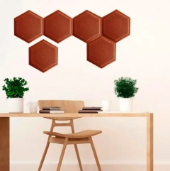 Самоклеющиеся 3D панель шестиугольник под кожу Sticker wall Оранжевый 1103