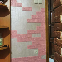Самоклеющиеся 3D панель Sticker wall под кирпич Розовый 700x770x5мм