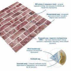Самоклеющиеся 3D панель Sticker wall 680х680х4мм клинкер розовая глина (D) SW-00002005