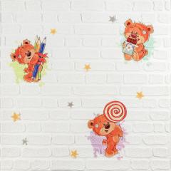 Wall panel 3D Sticker wall 700*700*4mm bears on a white background (D) SW-00001975