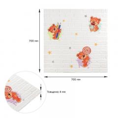 Самоклеющиеся 3D панель Sticker wall 700*700*4mm мишки на белом фоне (D) SW-00001975