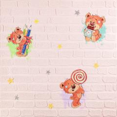 Panel 3D Sticker wall 700*700*4mm teddy bear on a pink background (D) SW-00001974