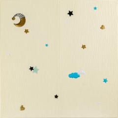 Wall panel 3D Sticker wall 700*700*4mm stars and moon on a beige background (D) SW-00001971