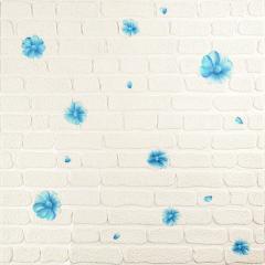 Самоклеюча 3D панель Sticker wall 700х700х4мм блакитні квіти (D) SW-00001977