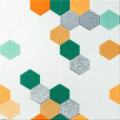 Самоклеющиеся 3D панель Sticker wall 700х700х4мм мозаика зелёно-жёлтая (D) SW-00002015