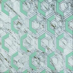 Wall panel 3D Sticker wall 700x700x4mm gray-green honeycomb marble (D) SW-00002006