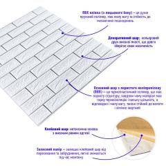 Самоклеюча 3D панель Sticker wall цегла біла зі срібною смужкою 100-5 SW-00000753