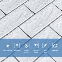 Самоклеюча 3D панель Sticker wall цегла біла зі срібною смужкою 100-5 SW-00000753