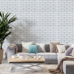 Самоклеюча 3D панель Sticker wall цегла біла зі срібною смужкою 100-5 SW-00000753