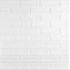 Самоклеющиеся 3D панель Sticker wall под кирпич Белый матовый 700x770x5мм SW-00000587