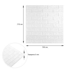 Самоклеюча 3D панель Sticker wall під цеглу Білий матовий 700x770x5мм SW-00000587