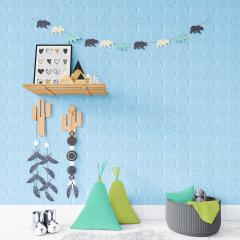 Самоклеюча 3D панель Sticker wall під цеглу Блакитний 700x770x7мм SW-00000658