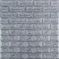 Самоклеюча 3D панель Sticker wall під цеглу Сірий 700x770x3мм SW-00000230