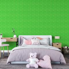 Самоклеюча 3D панель Sticker wall під цеглу Зелена 700x770x5мм SW-00000149