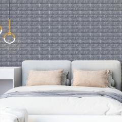 Самоклеюча 3D панель у рулоні під срібну цеглу Sticker wall R017-3-20 SW-00001197