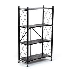 Rack Sticker wall mobile four-tier universal folding stainless steel black 126*72*34cm SW-00002098