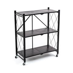 Sticker wall mobile three-tier universal folding rack made of stainless steel black 89*72*34cm SW-00002097