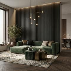 Стеновая 3D МДФ-панель Neman 117x2780x12 мм Ультрамат Черный