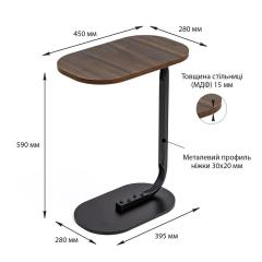 Столик приставной овальный Sticker wall 45х28х59см Walnut wood SW-00003367