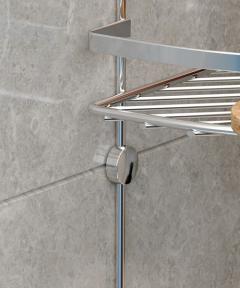 Corner shelf 2-level with hooks chrome 24*24*37 cm LM008H Tekno-tel