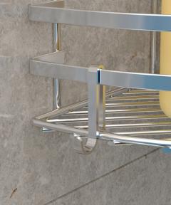 Corner shelf 2-level with hooks chrome 24*24*37 cm LM008H Tekno-tel