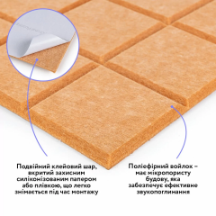 Звукоизоляционная панель Sticker wall 300х300х9мм Мандарин SW-00002702