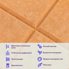 Звукоизоляционная панель Sticker wall 300х300х9мм Мандарин SW-00002702