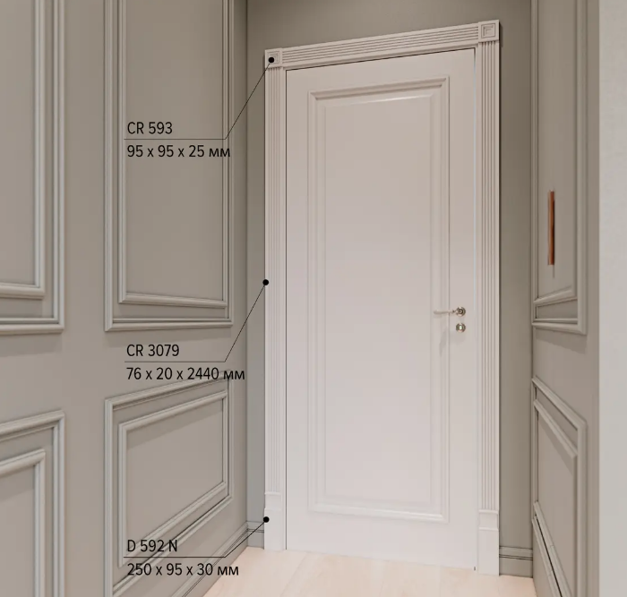 Дверное обрамление Наличник Gaudi Decor D 592N (нижний элемент)